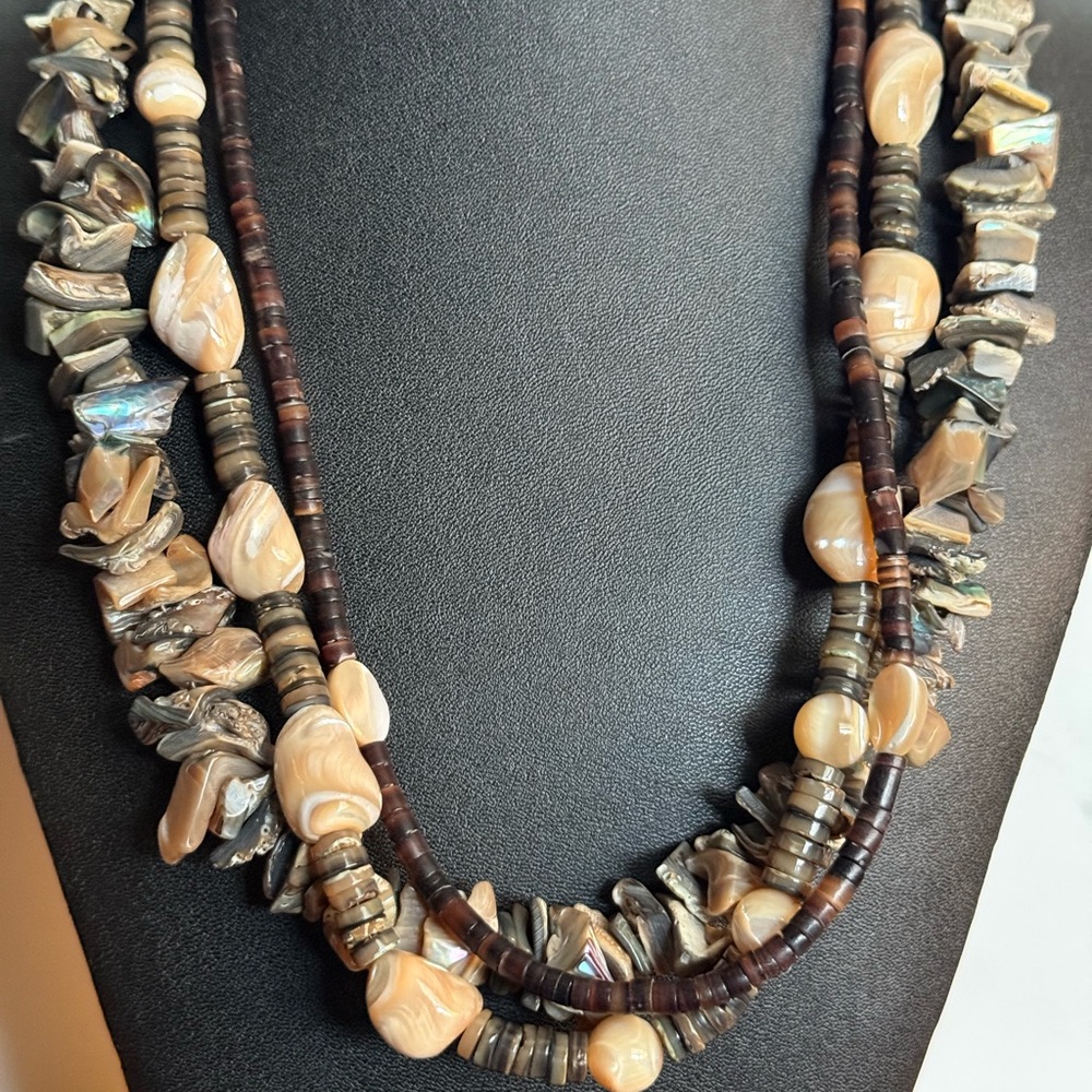 Lannie 925 Natural Elements 3 Strands Earth Tone Necklace. Boho/ Hippie View 3
